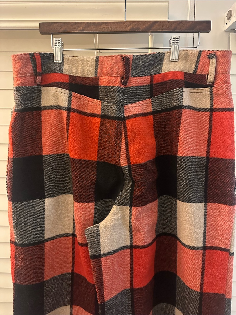 AFRM Checked Wide-Leg Pants in Red & Cream - Picture 8 of 8